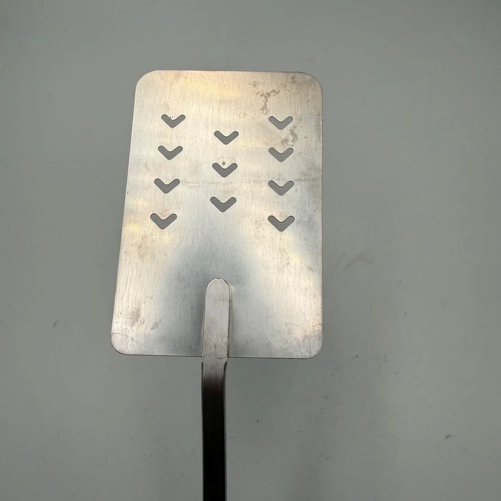 Vintage EKCO Stainless Steel Spatula Turner Faux Wood Handle USA Made Chevron